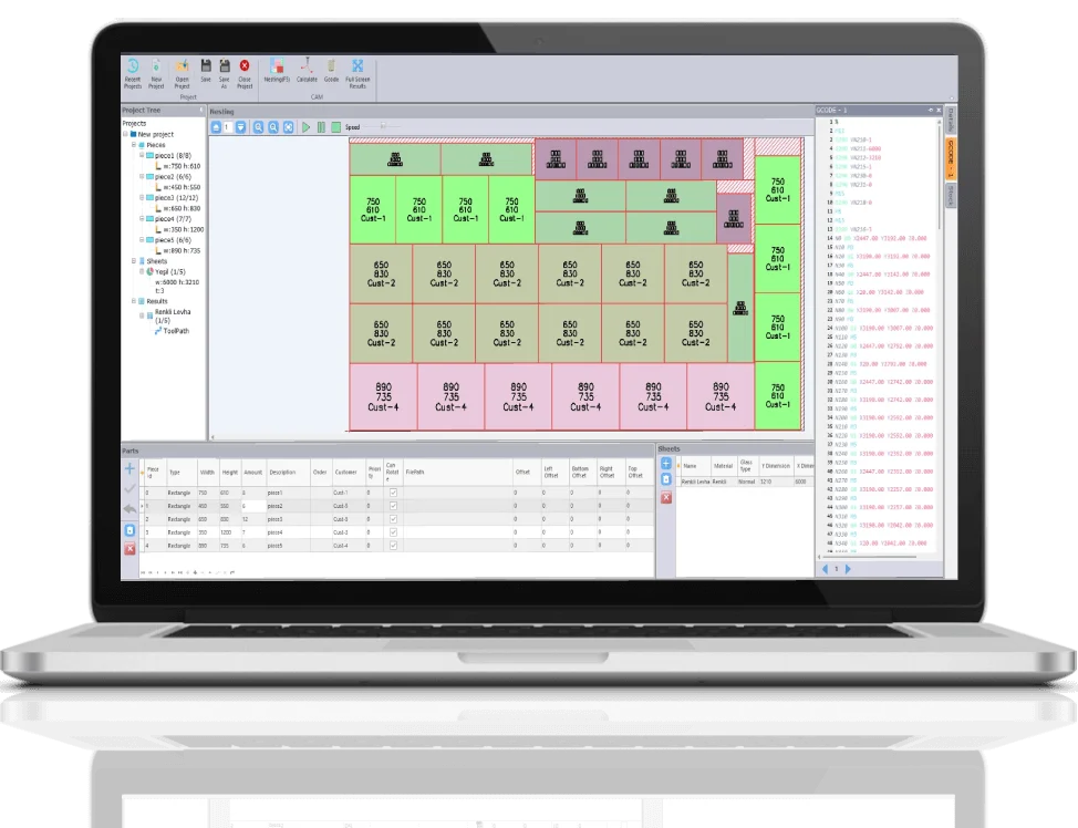 CrystalCAM optimizasyon, seçenekler ve şekil oluşturma ekranı