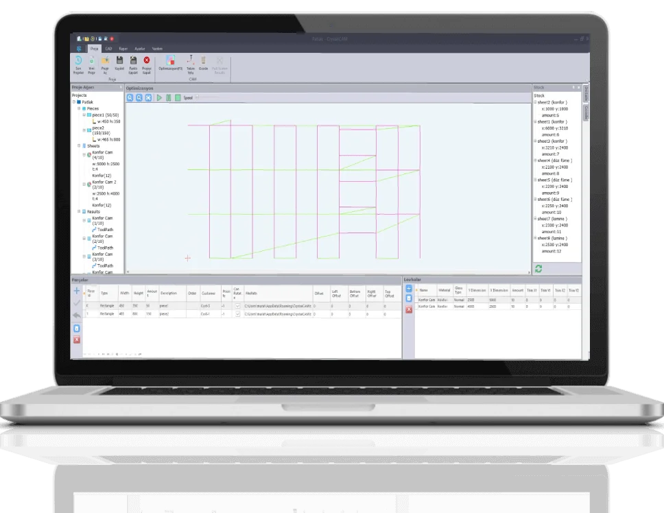 CrystalCAM takımyolu ve simülasyon ekranı